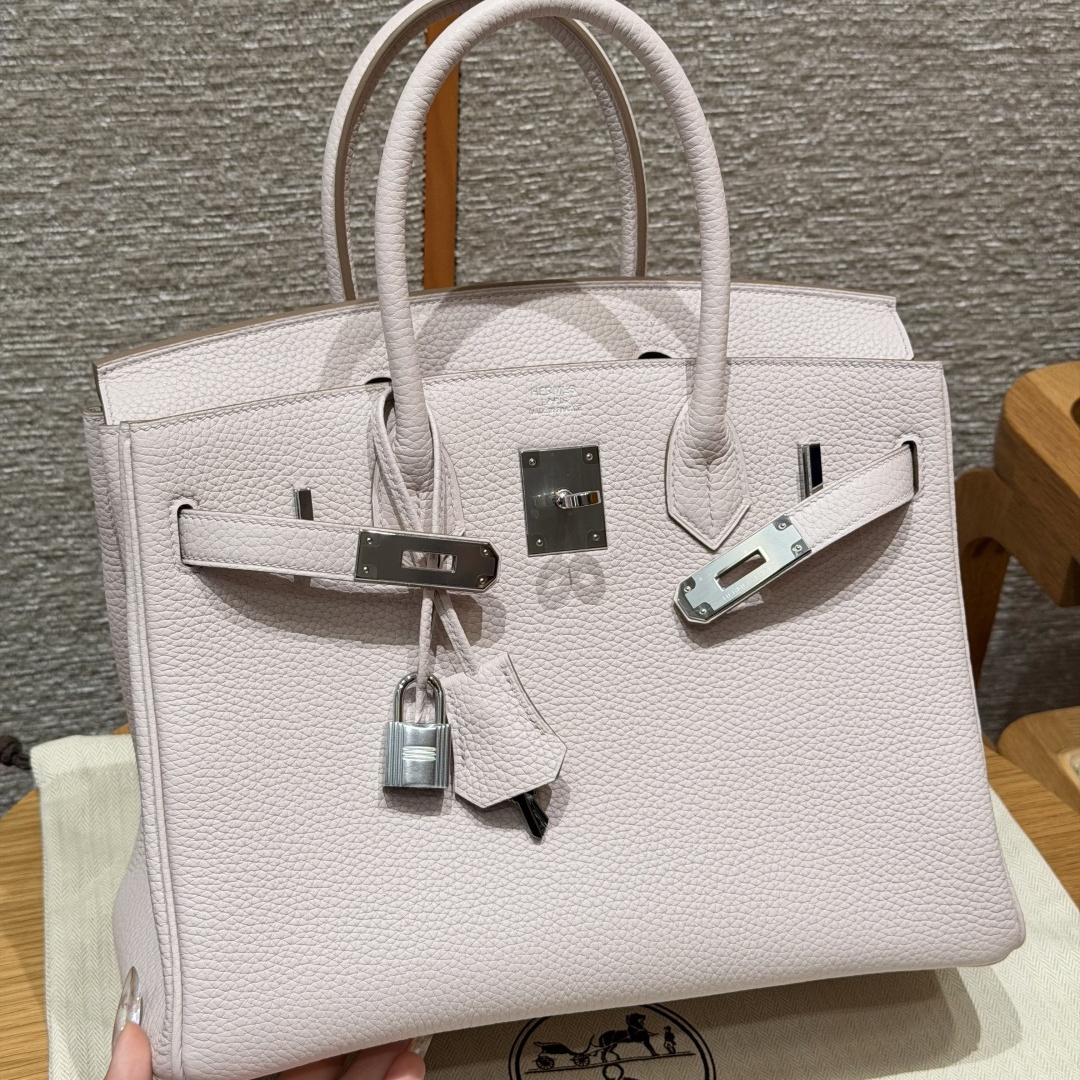 高仿Hermes*Birkin30系列H044897BO09夢幻紫牛皮銀扣純手工