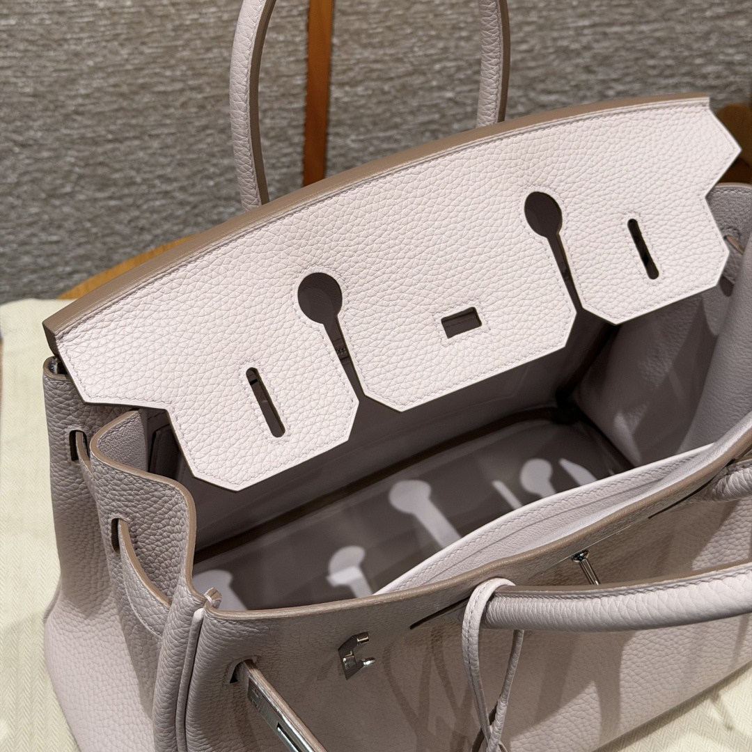 高仿Hermes*Birkin30系列H044897BO09夢幻紫牛皮銀扣純手工