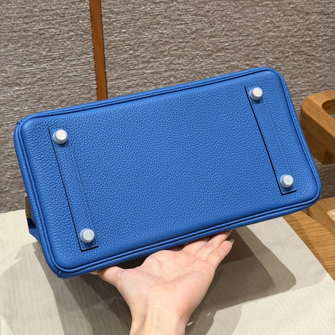 高仿Hermes*Birkin30系列H044897BO17玻璃藍牛皮銀扣純手工