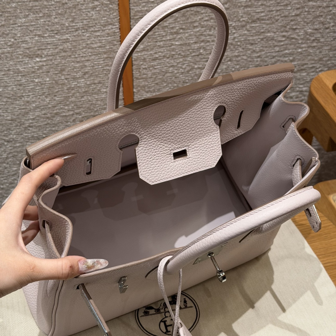 高仿Hermes*Birkin30系列H044897BO09夢幻紫牛皮銀扣純手工