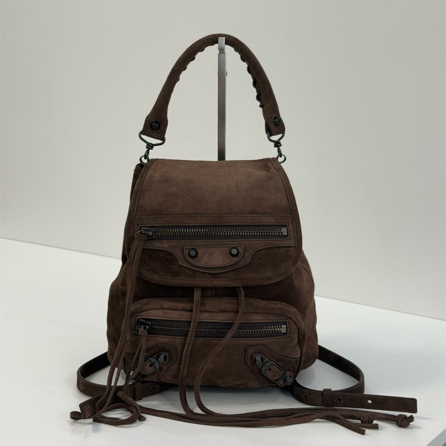 高仿Balenciaga*LeCity系列S02308雙肩包牛皮咖啡色Mini純原版本