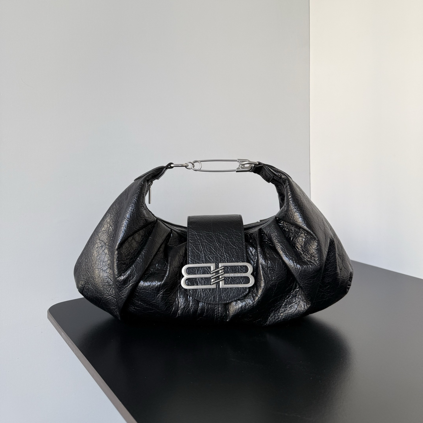 高仿Balenciaga*Pamela系列T12000單肩包羊皮黑色大號純原版本