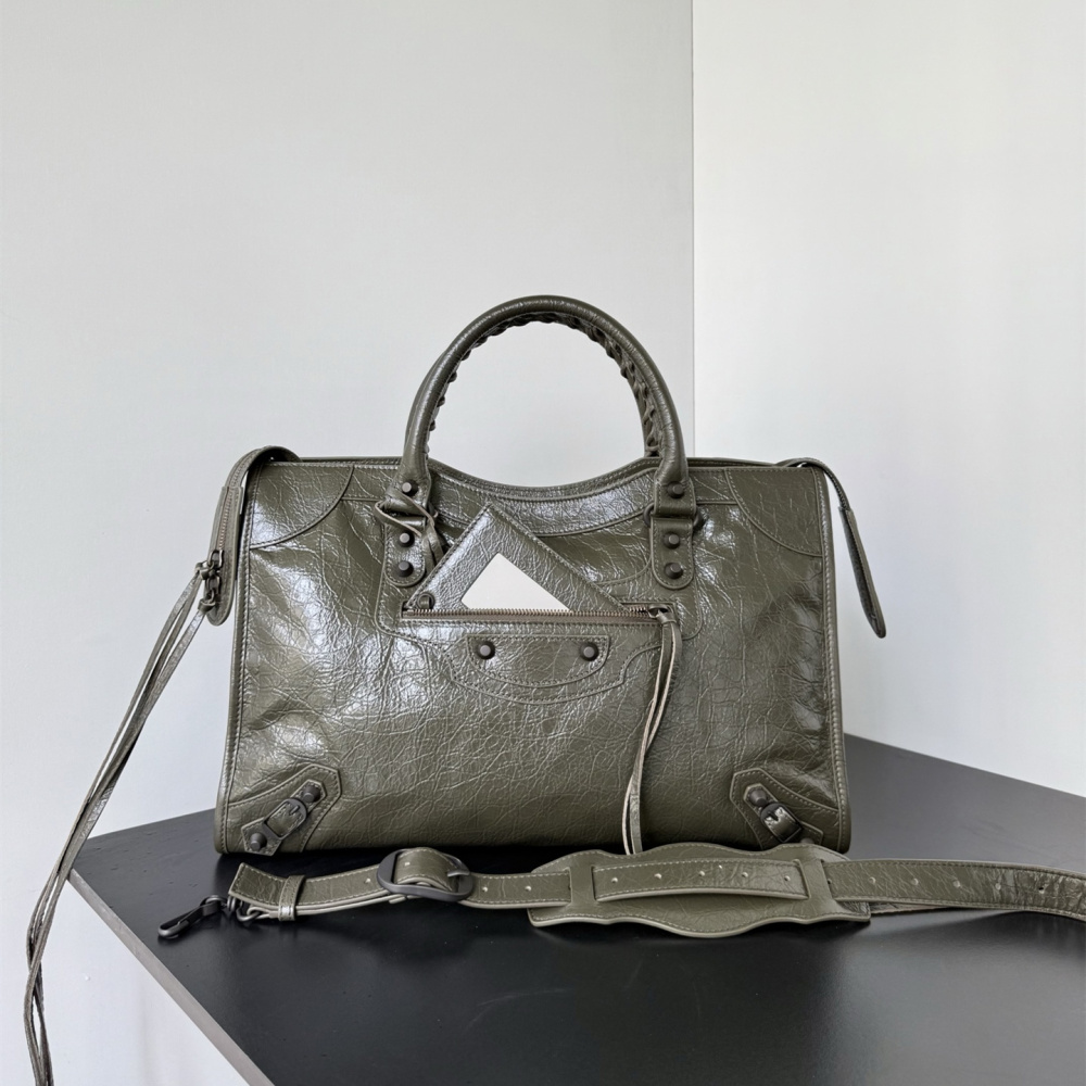 高仿Balenciaga*LeCity系列EK3258機車包小羊皮軍綠色中號純原版本