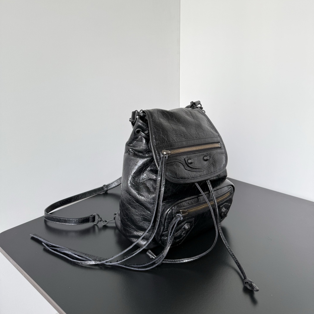 高仿Balenciaga*LeCity系列RZ1000雙肩包羊皮石墨黑Mini純原版本