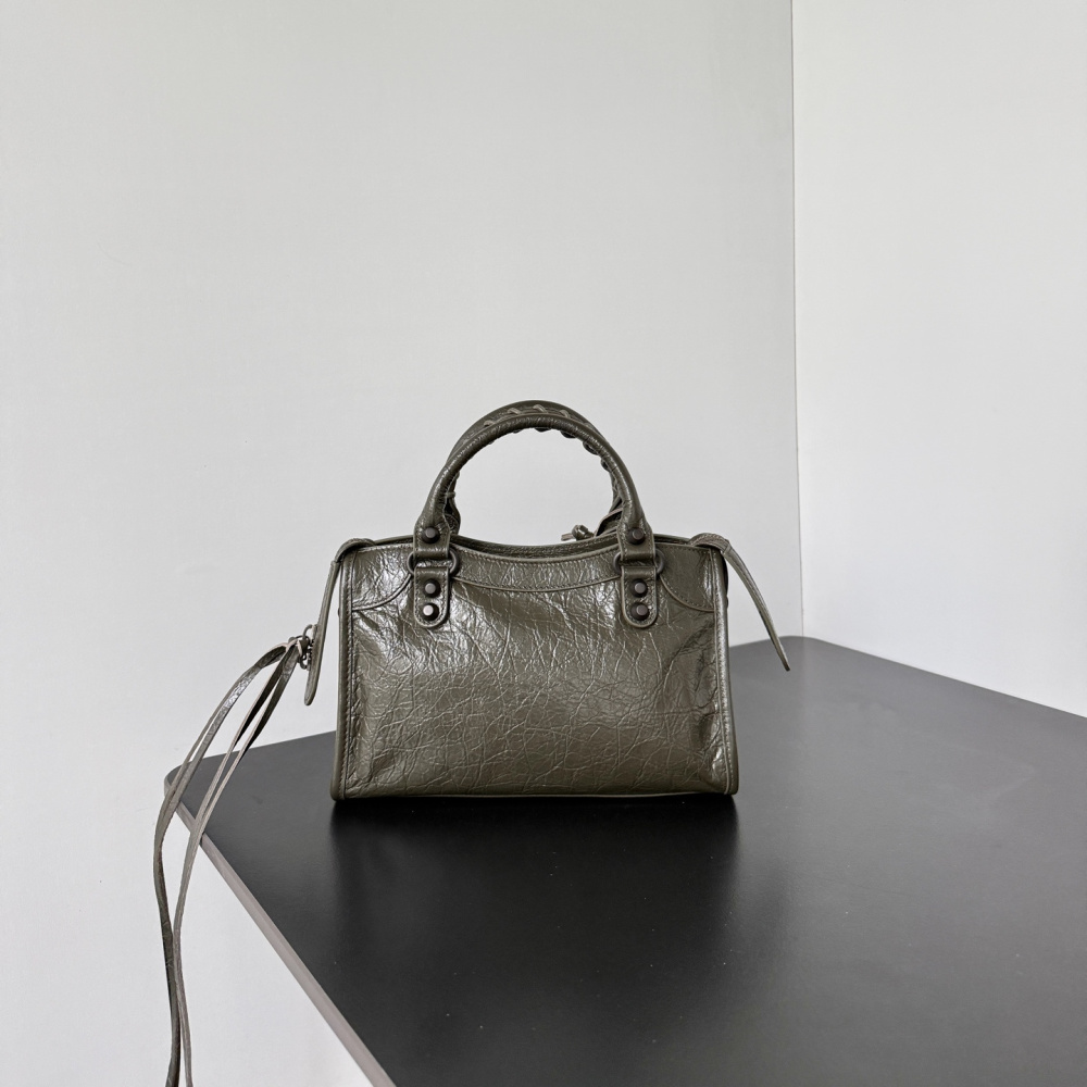 高仿Balenciaga*LeCity系列FH3258機車包小羊皮軍綠色mini純原版本