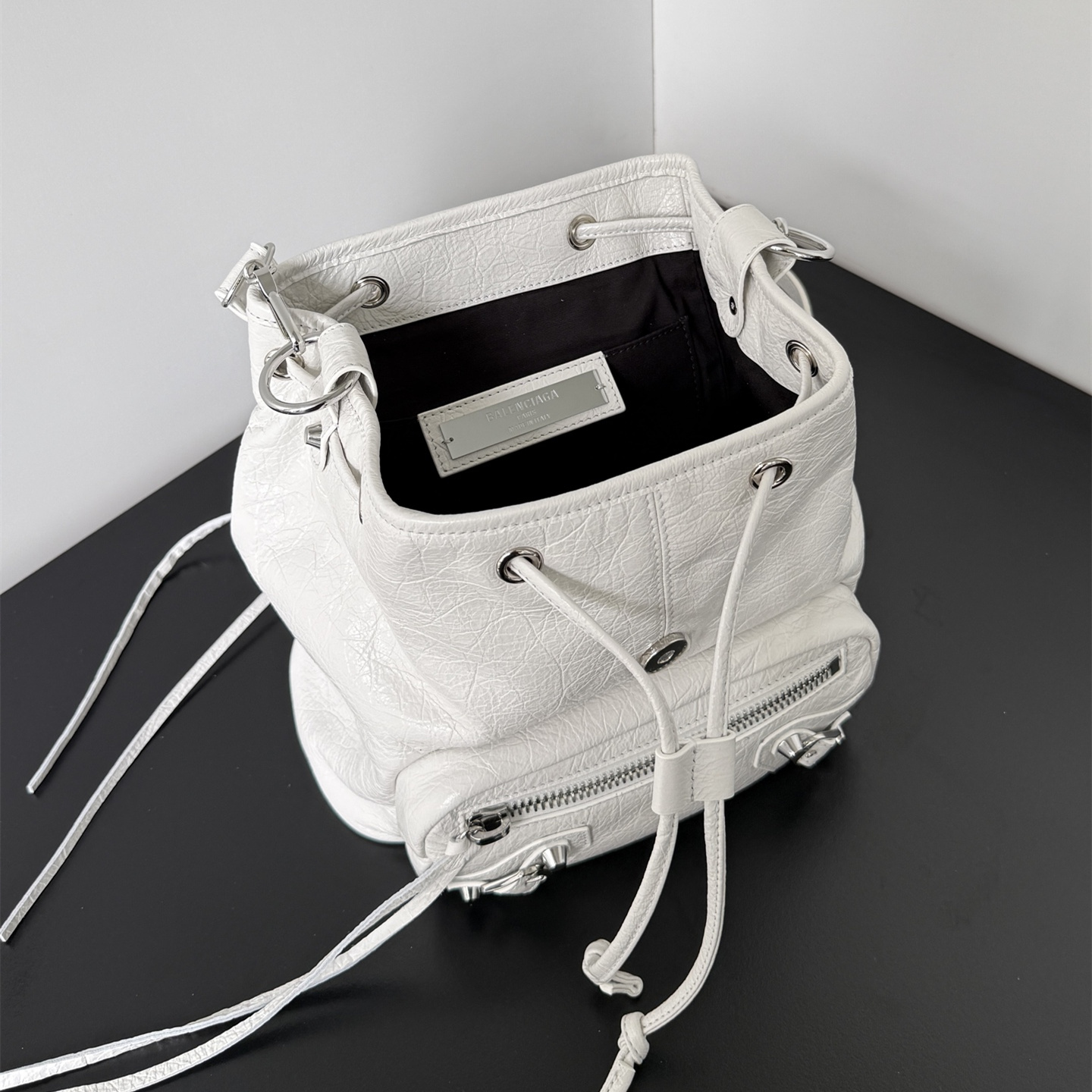 高仿Balenciaga*LeCity系列WL9104雙肩包羊皮光學白Mini純原版本