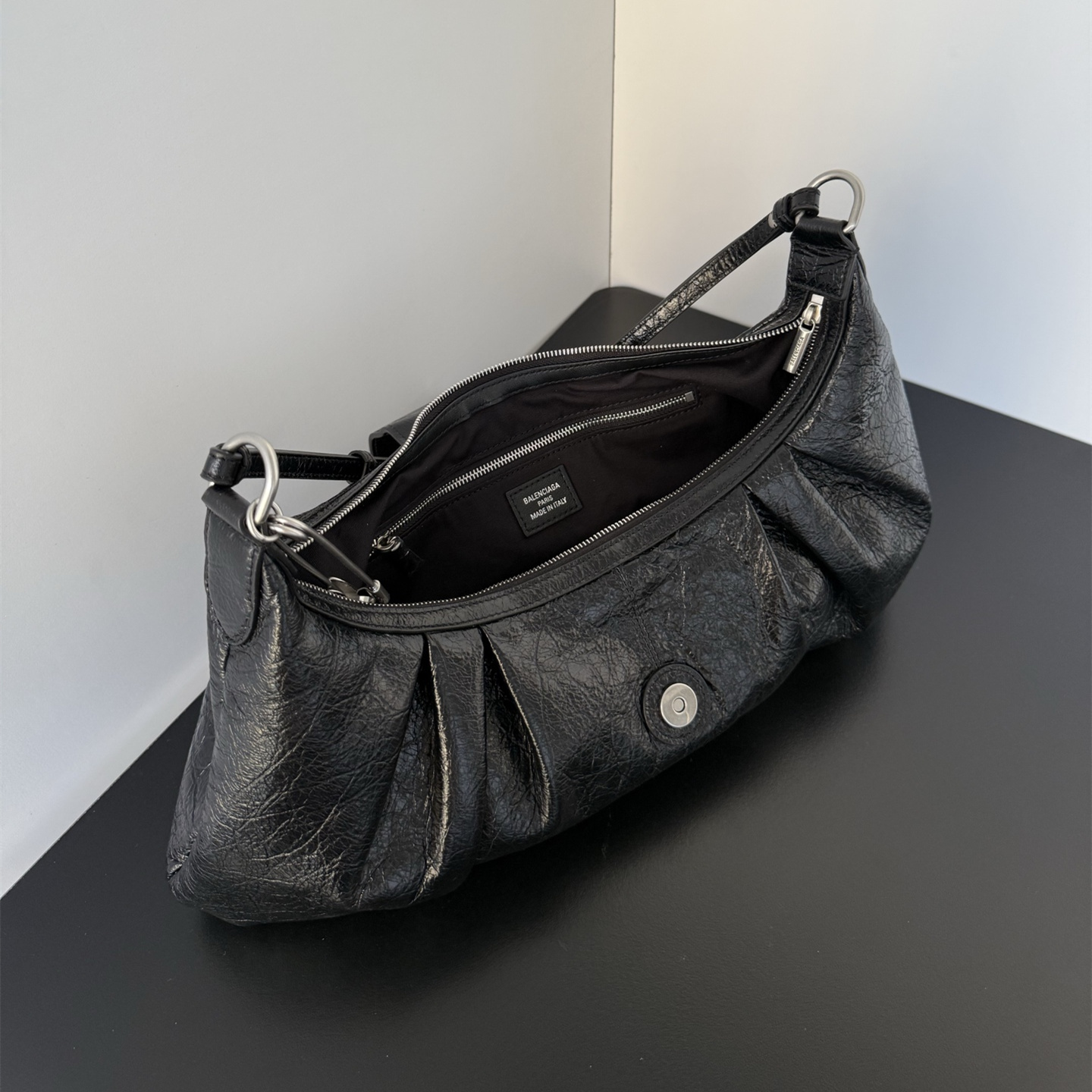高仿Balenciaga*Pamela系列T12000單肩包羊皮黑色大號純原版本