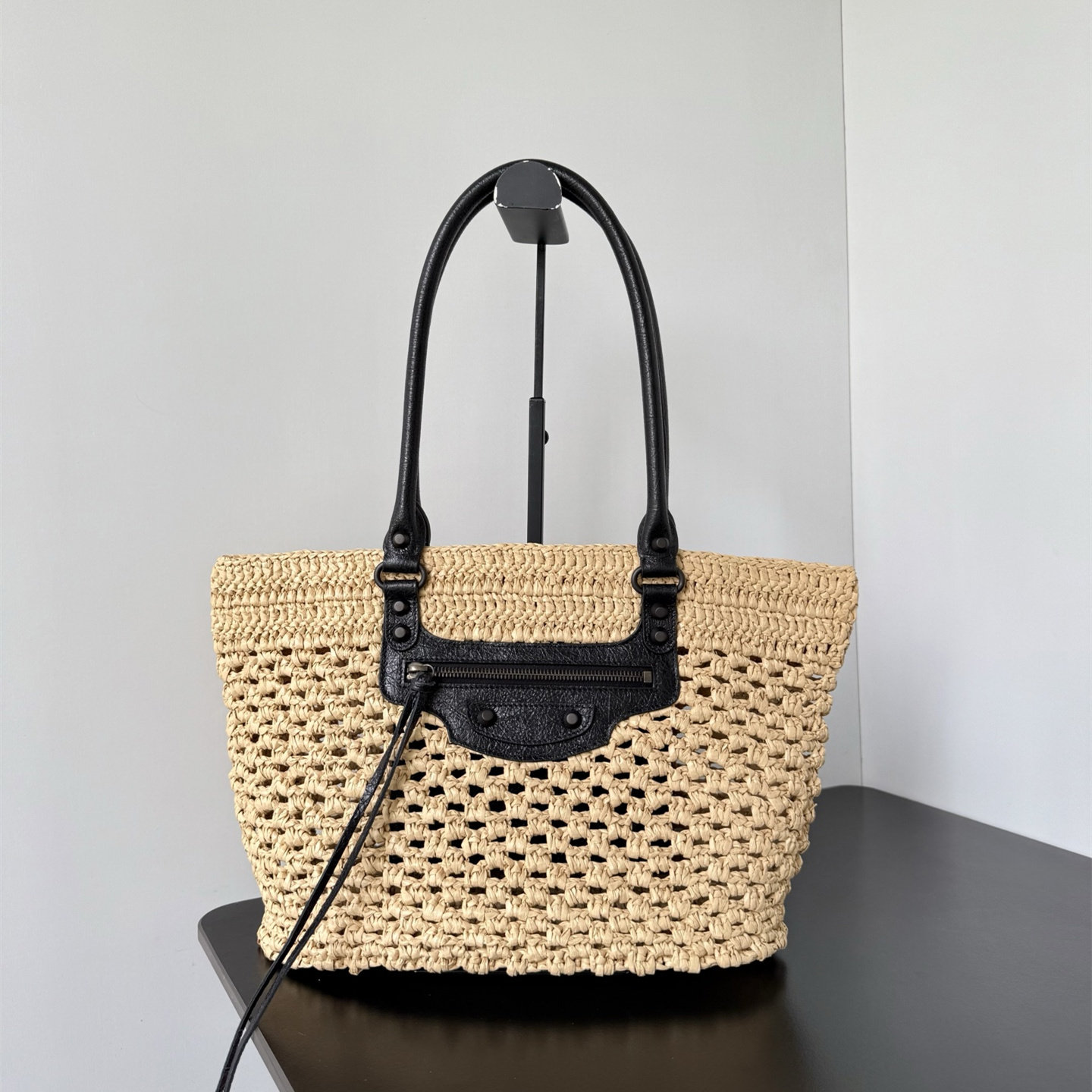 高仿Balenciaga*LeCity系列2ACGC9手提袋織物牛皮拼色純原版本