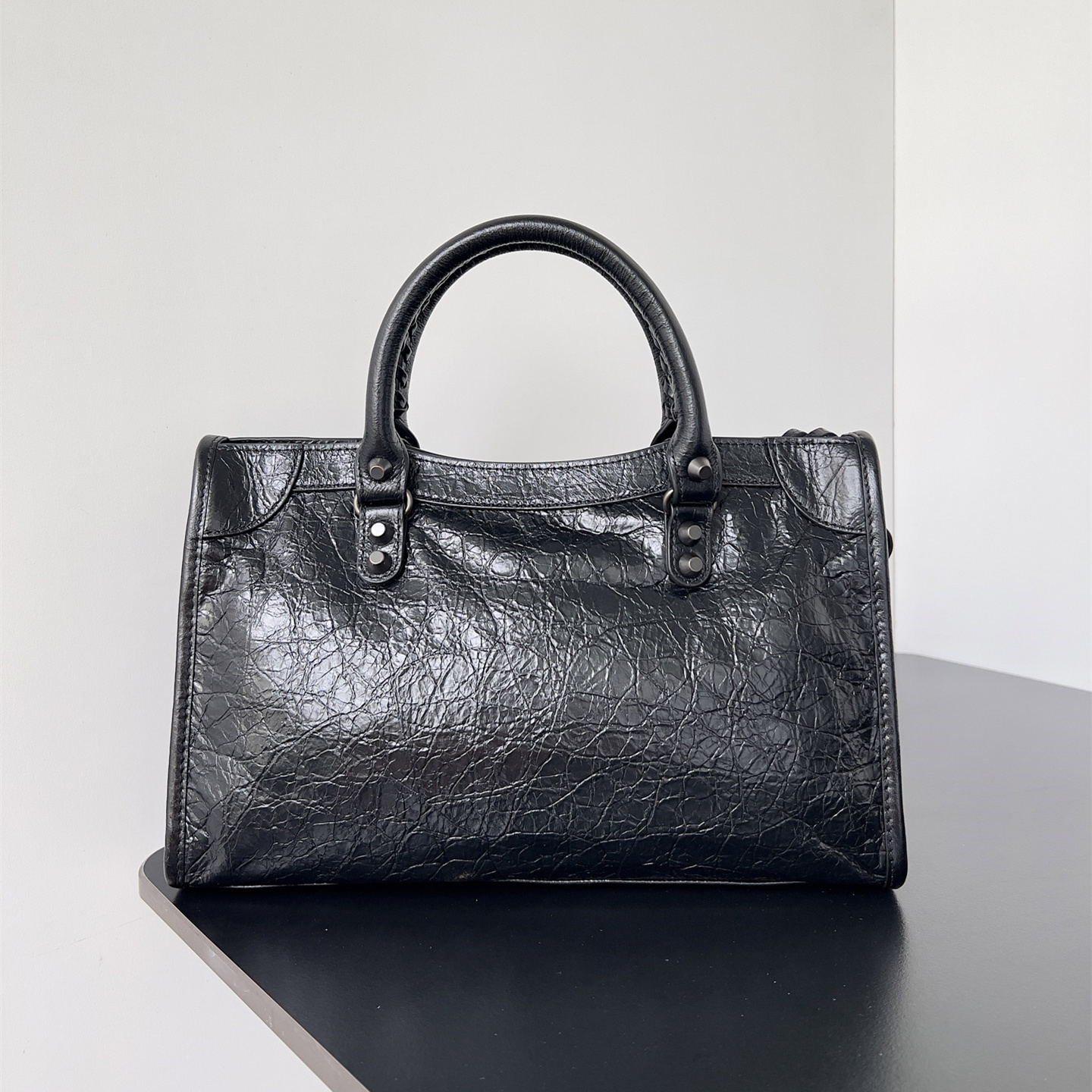 高仿Balenciaga*LeCity系列22ABEK機車包小羊皮黑色小號純原版本