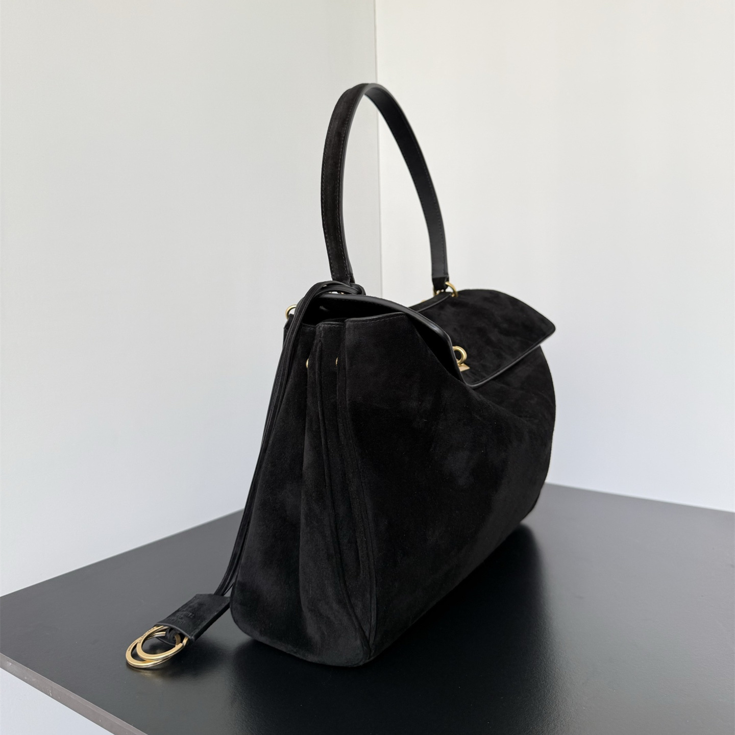 高仿Balenciaga*Rodeo系列722ACK單肩包麂皮黑色中號純原版本