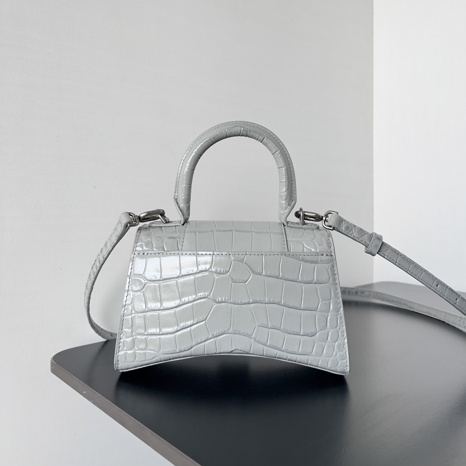 高仿Balenciaga*Hourglass系列31LR6Y沙漏包鱷魚紋灰色mini純原版本