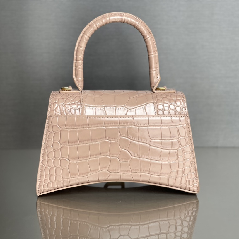 高仿Balenciaga*Hourglass系列4LRGM6沙漏包鱷魚紋裸粉色小號純原版本