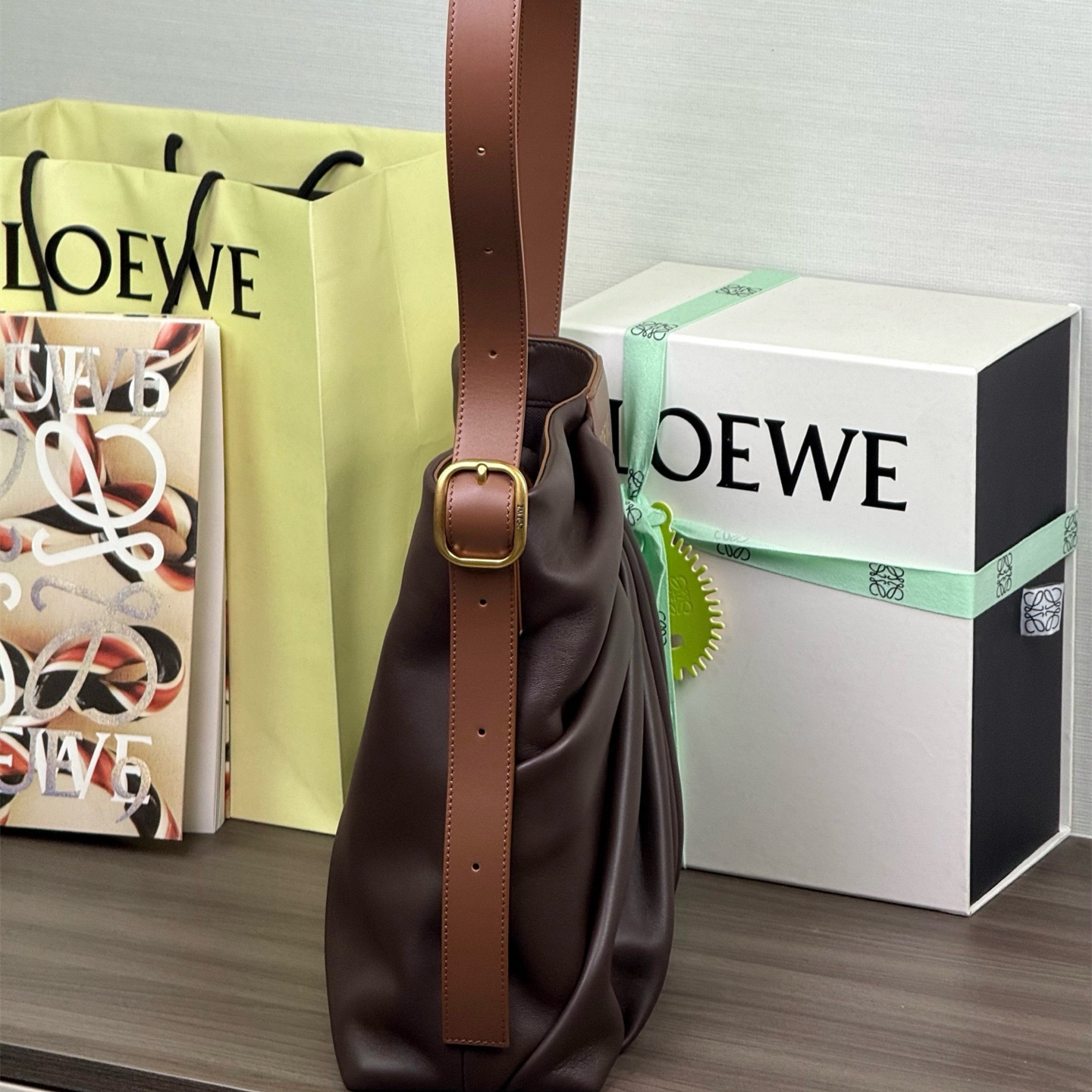 高仿LOEWE*Draped系列0018托特包羊皮棕色純原版本
