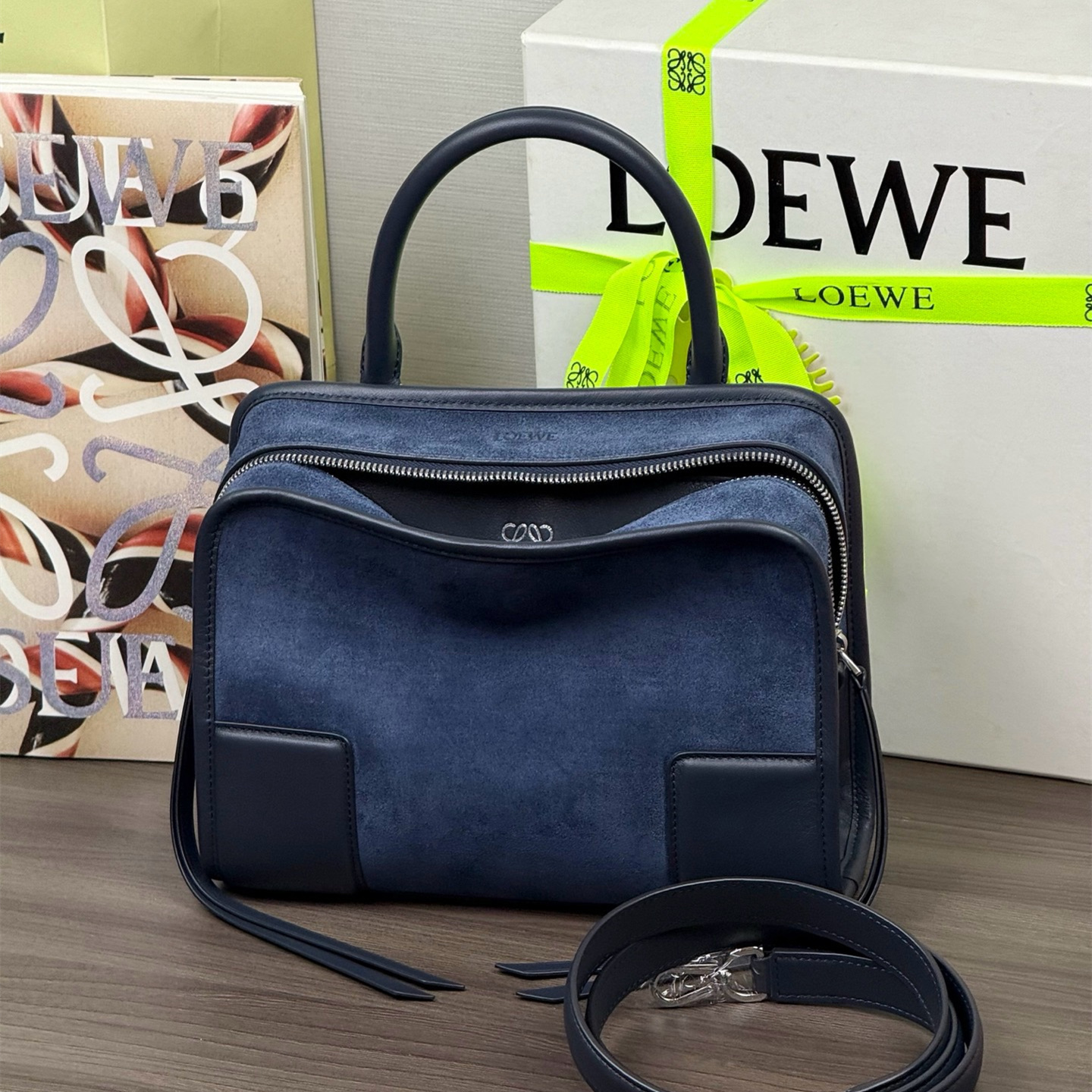 高仿Loewe*Amazona180系列5544手提包牛皮海軍藍小號純原版本