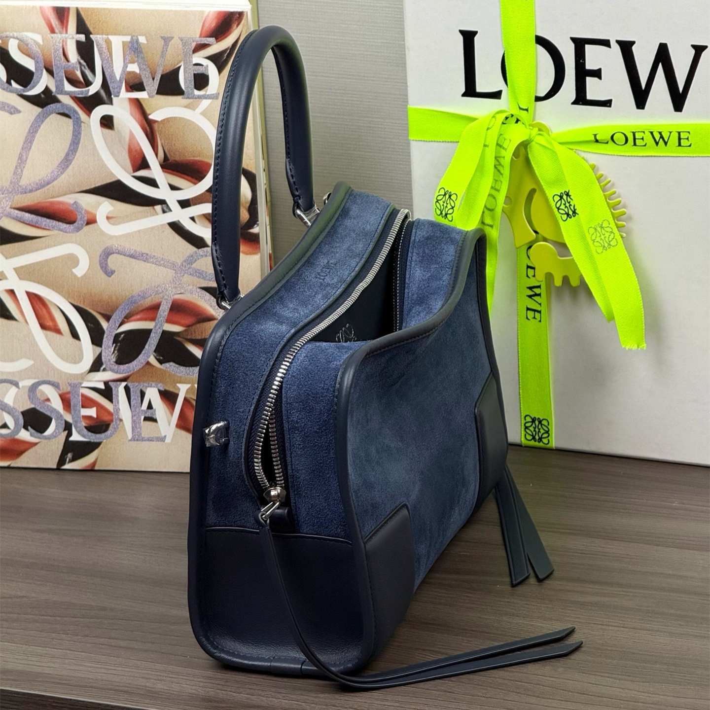 高仿Loewe*Amazona180系列5544手提包牛皮海軍藍小號純原版本