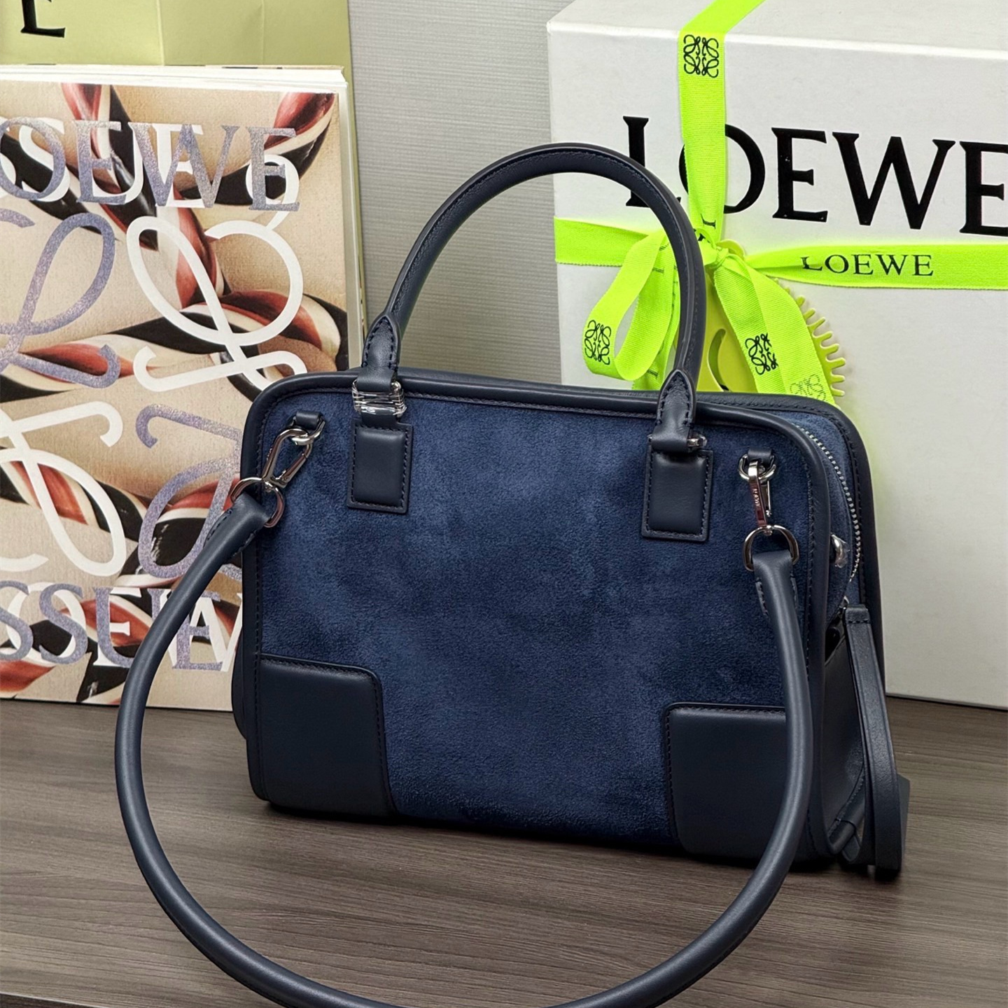 高仿Loewe*Amazona180系列5544手提包牛皮海軍藍小號純原版本