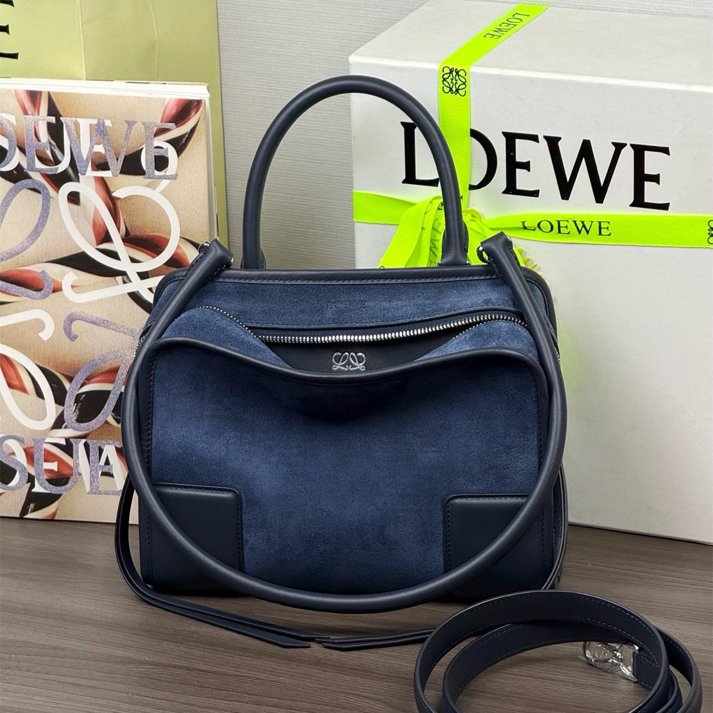 高仿Loewe*Amazona180系列5544手提包牛皮海軍藍小號純原版本