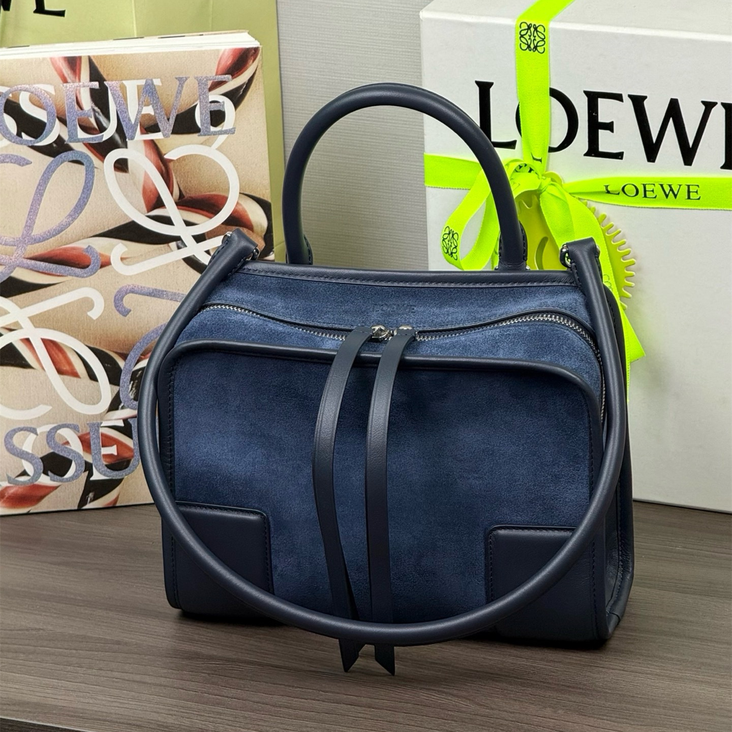 高仿Loewe*Amazona180系列5544手提包牛皮海軍藍小號純原版本
