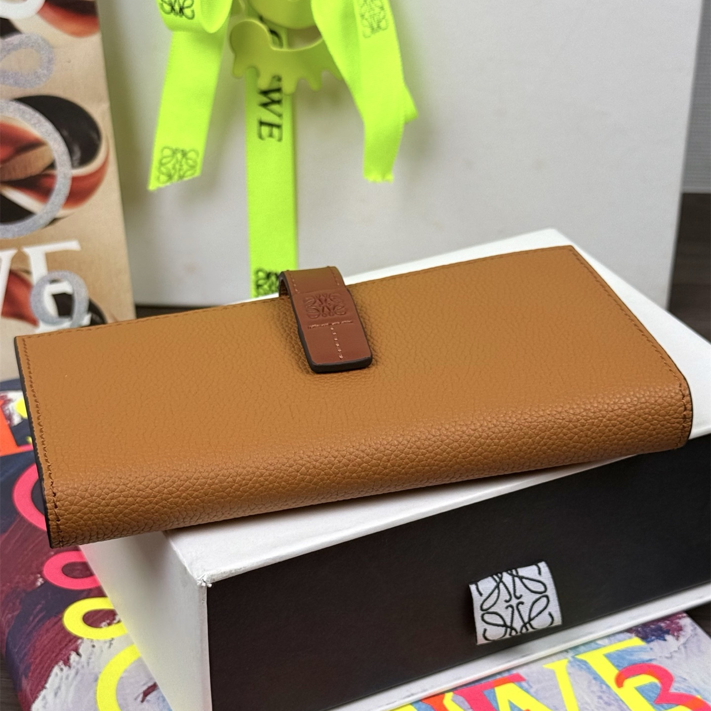 高仿Loewe*錢夾系列3969焦糖色牛皮長款大號純原版本