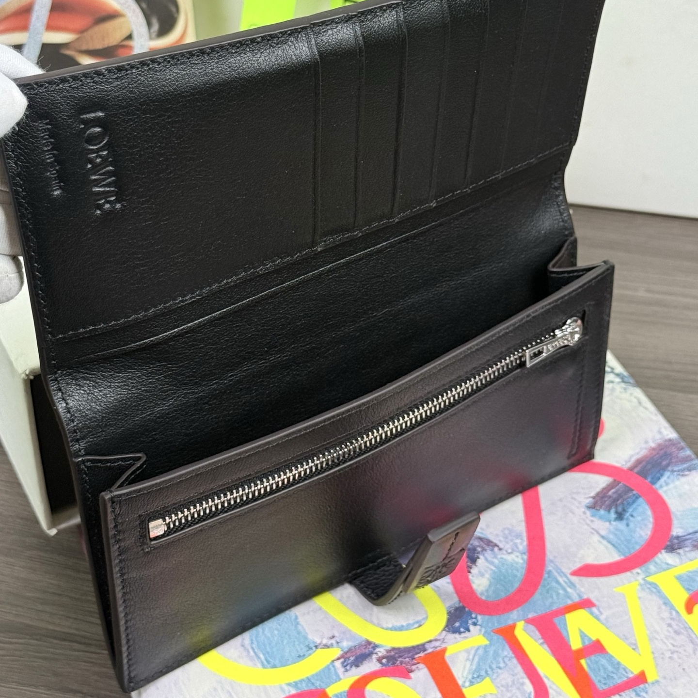 高仿Loewe*錢夾系列1100黑色牛皮長款大號純原版本
