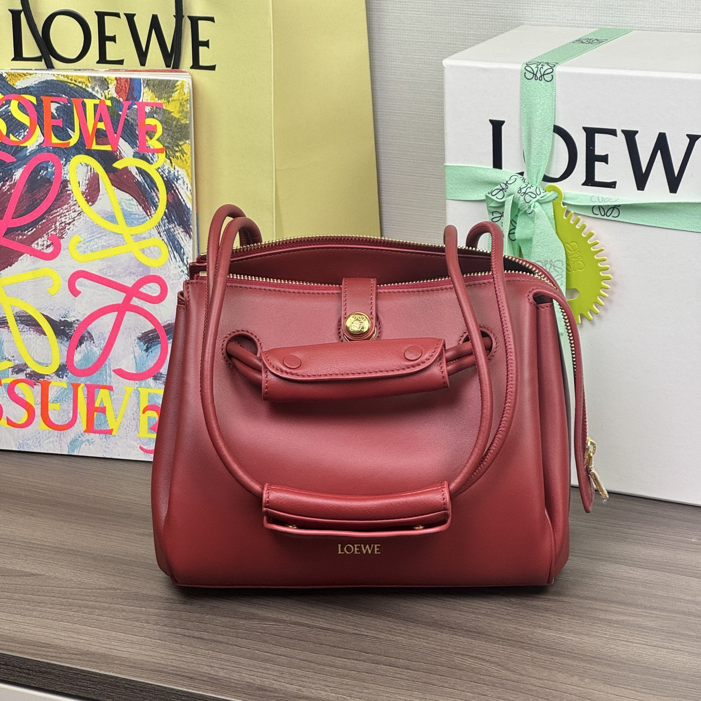 高仿Loewe*Medium系列7885單肩包牛皮紅色小號純原版本