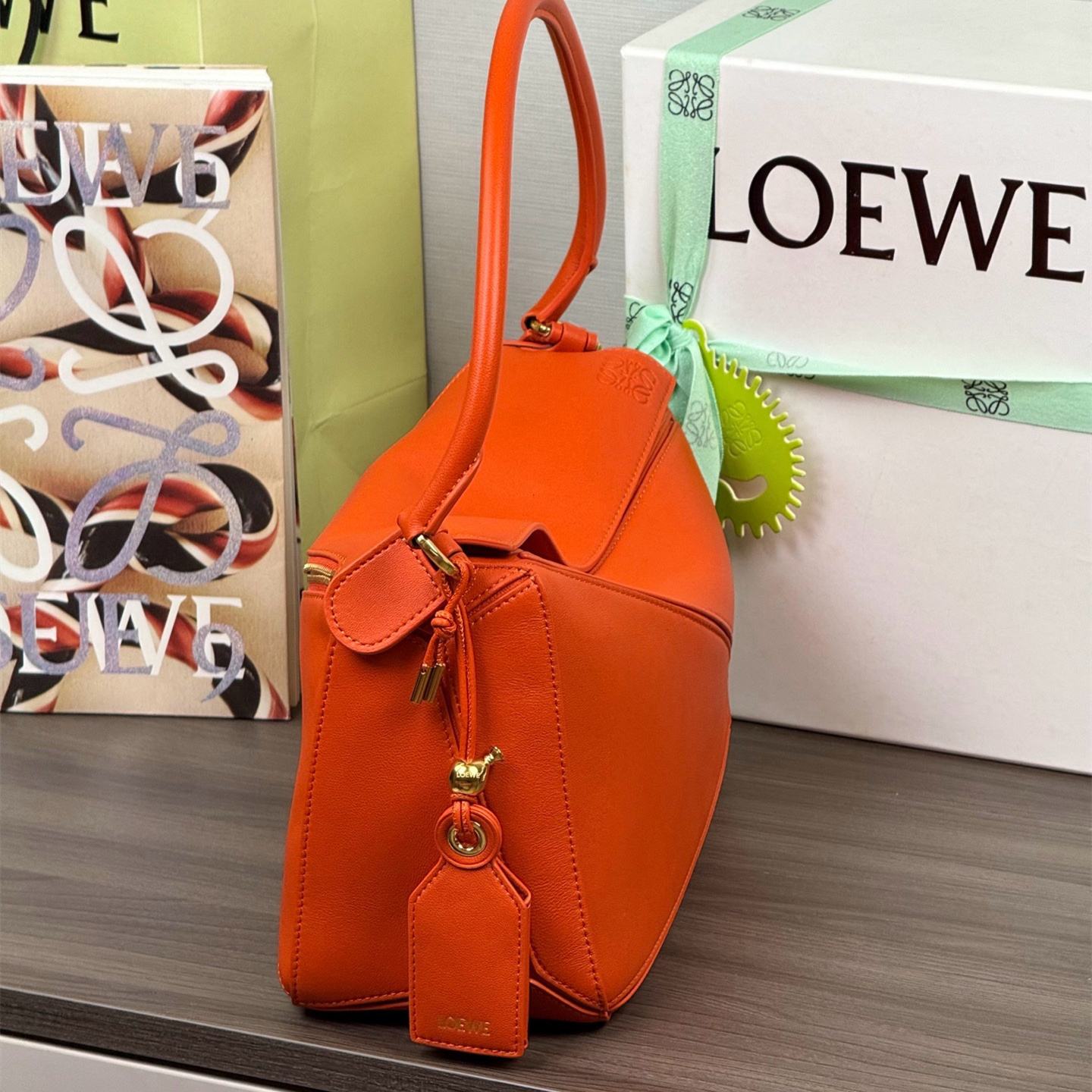 高仿Loewe*Puzzle系列4974單肩包羊皮深紅色中號純原版本