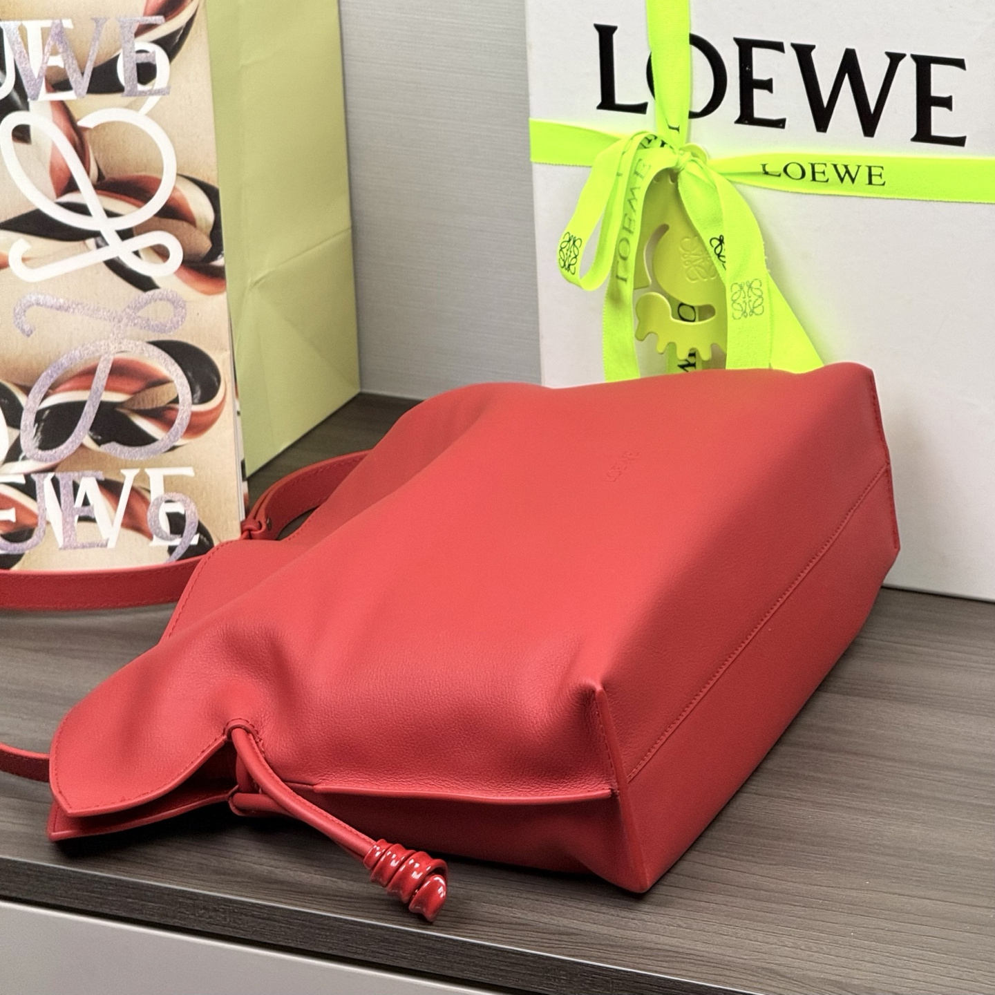 高仿Loewe*Flamenco系列7120購物袋緋紅色中號純原版本