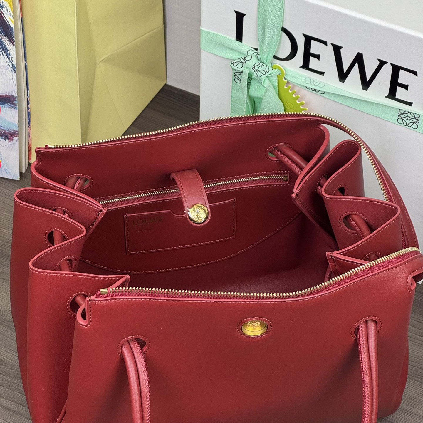高仿Loewe*Medium系列7885單肩包牛皮紅色中號純原版本