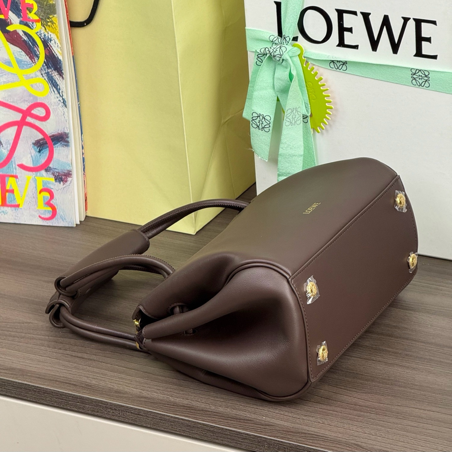 高仿Loewe*Medium系列0018單肩包牛皮棕色小號純原版本