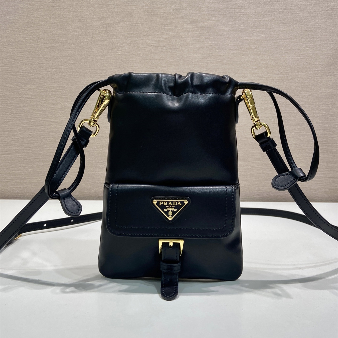 高仿Prada*Nappa系列1MS017羊皮斜挎包黑色純原版本