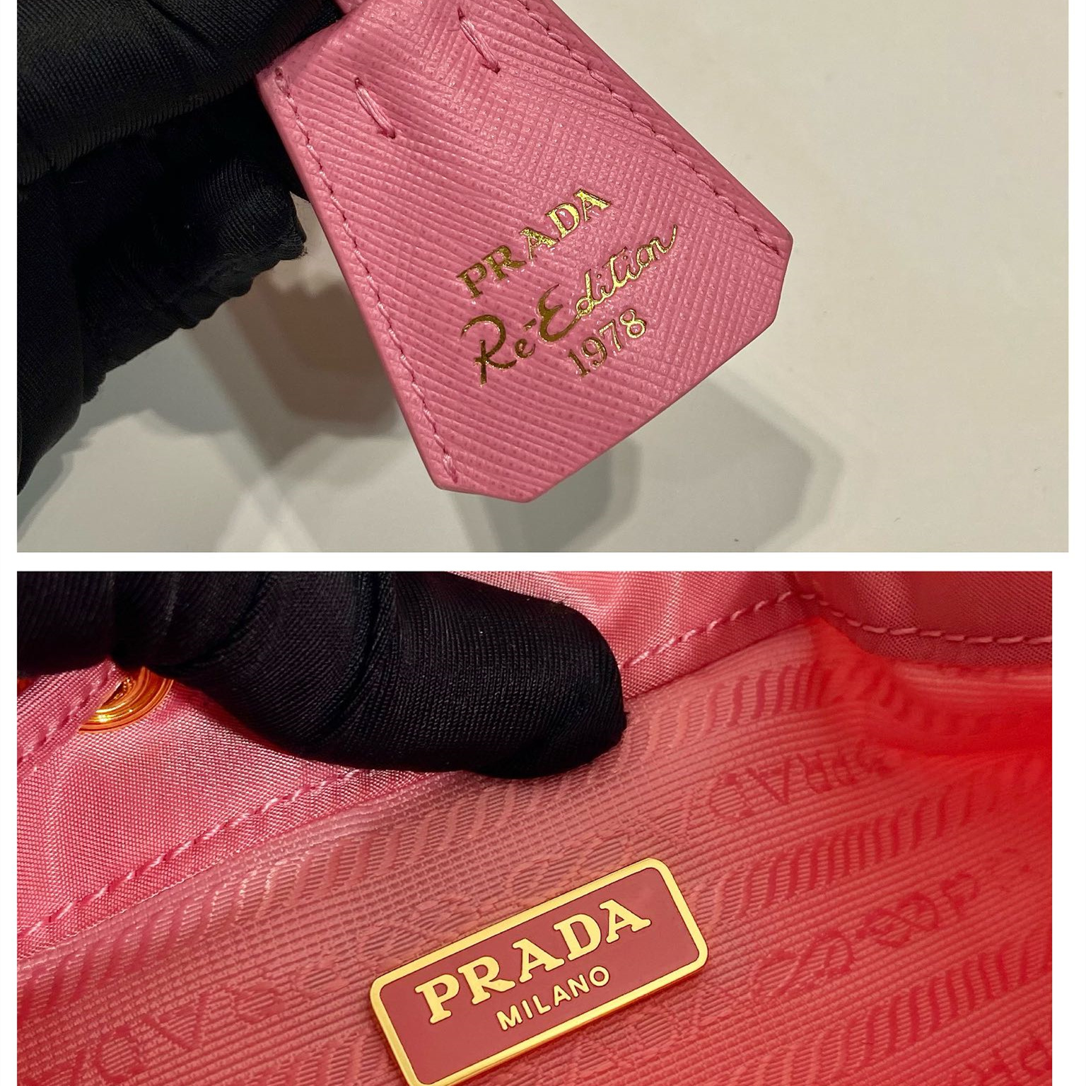 高仿Prada*Re-Nylon系列1BE067尼龍水桶包粉色mini純原版本