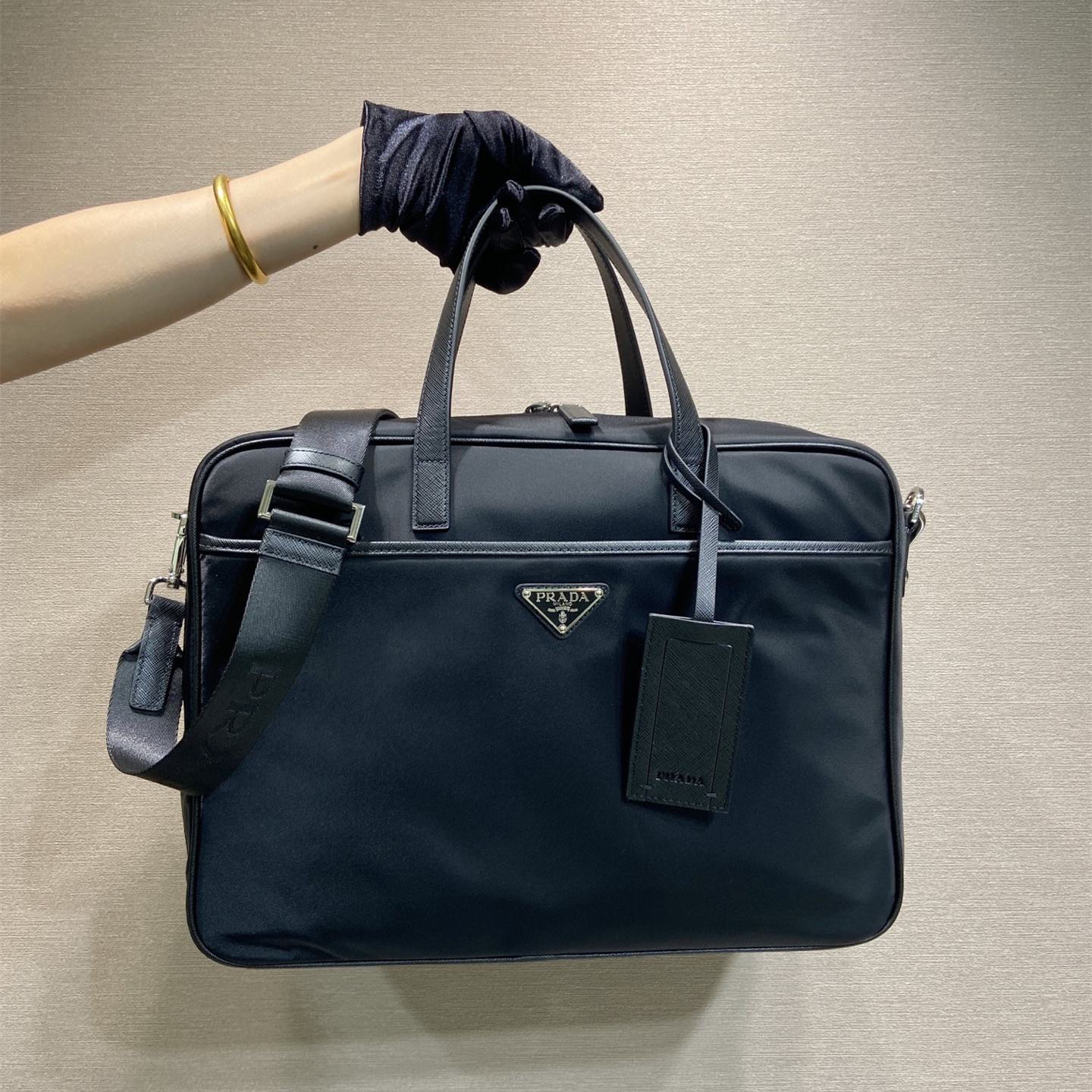 高仿Prada*Re-Nylon系列2VE029尼龍男士公文包黑色純原版本