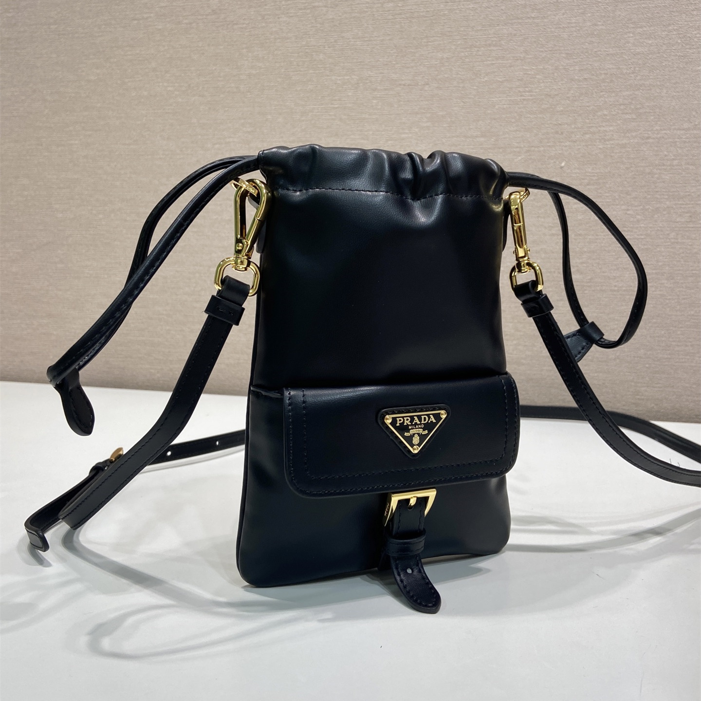 高仿Prada*Nappa系列1MS017羊皮斜挎包黑色純原版本