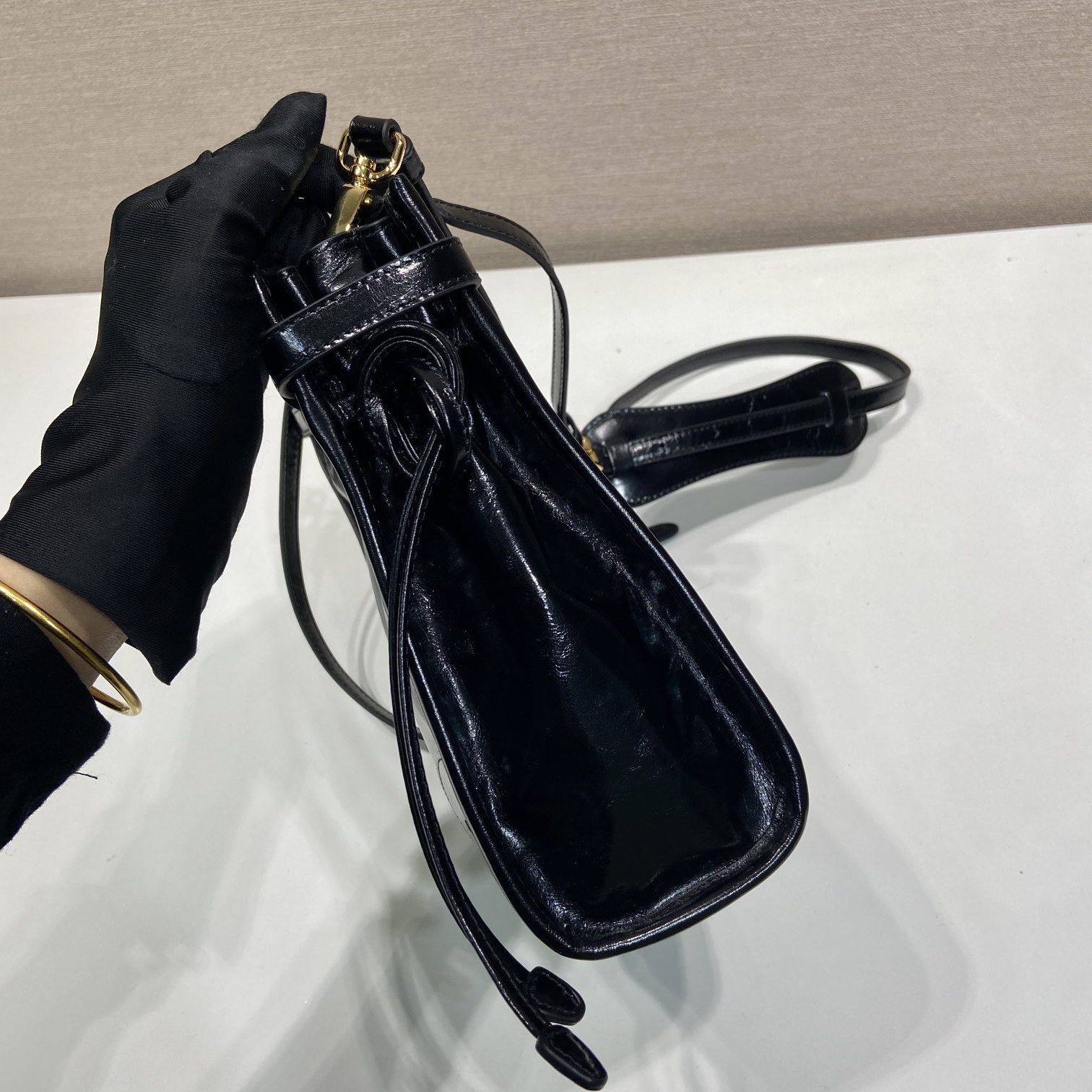 高仿Prada*Bonnie系列1BH229牛皮單肩包黑色mini純原版本