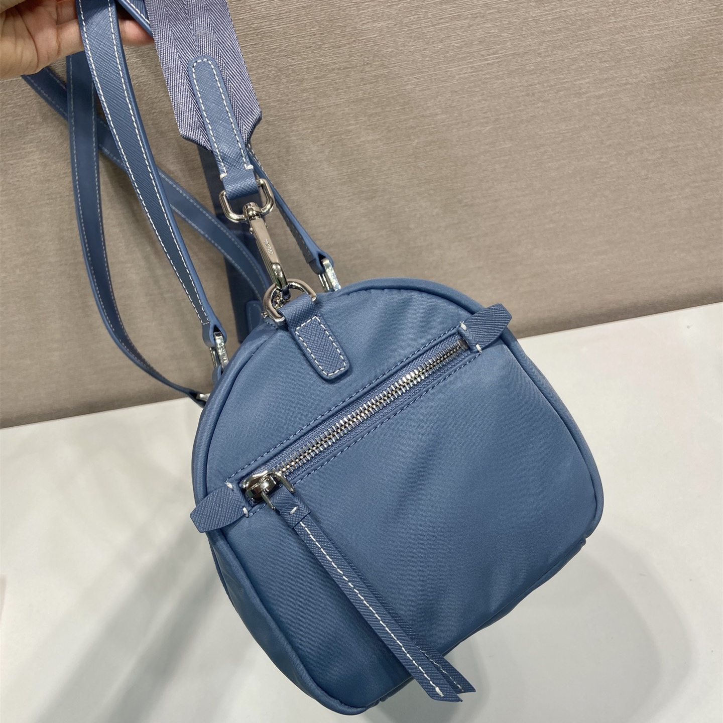 高仿Prada*Re-Nylon系列1BB154尼龍旅行袋航空藍大號純原版本