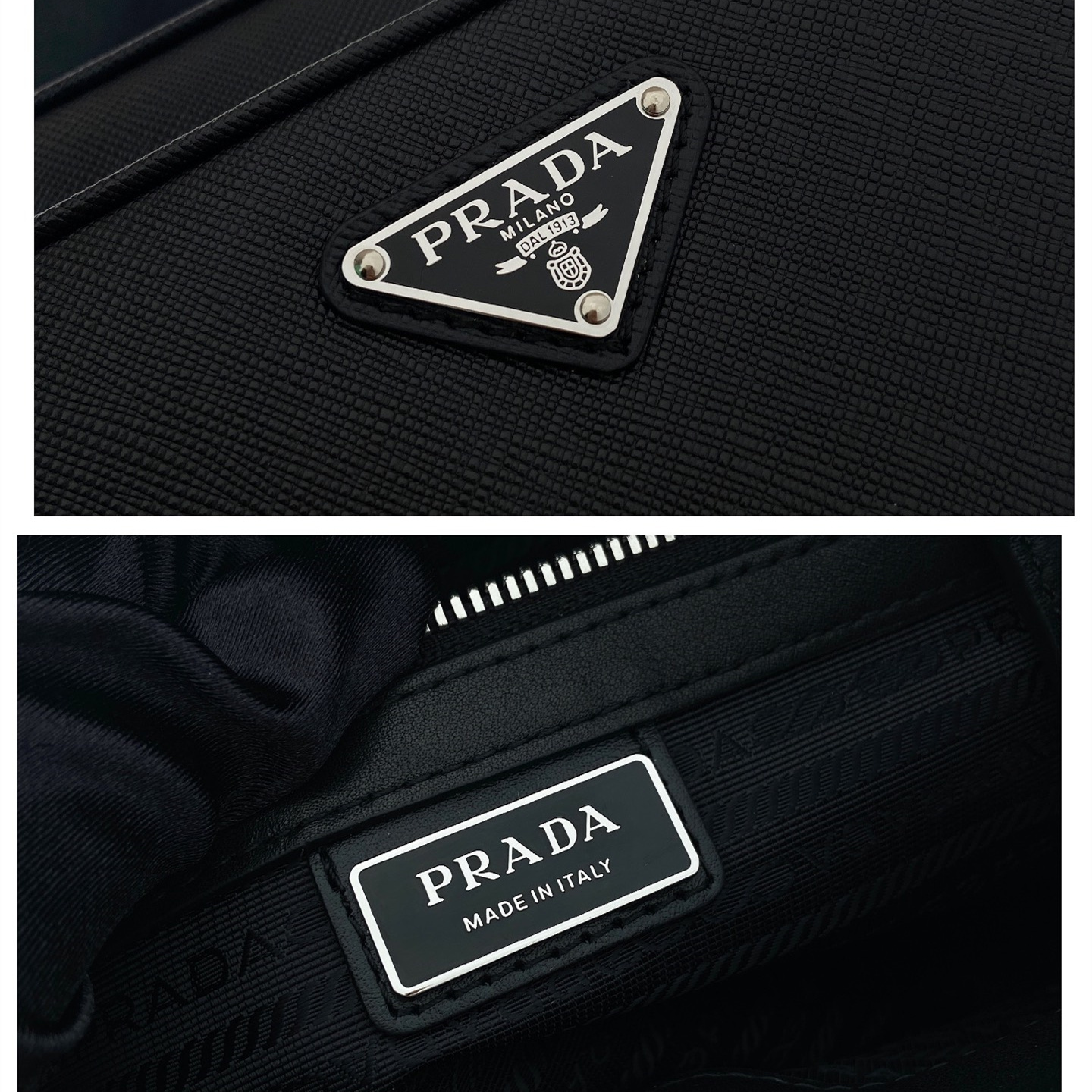 高仿Prada*Saffiano系列2VH205牛皮男士郵差包黑色純原版本