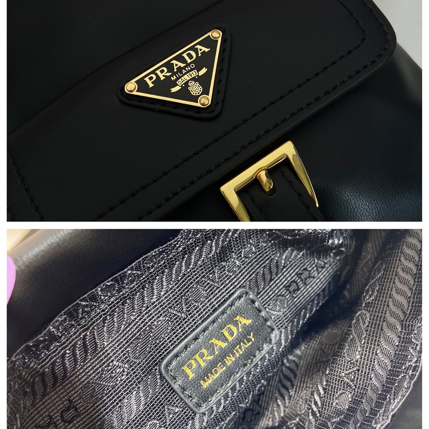 高仿Prada*Nappa系列1MS017羊皮斜挎包黑色純原版本
