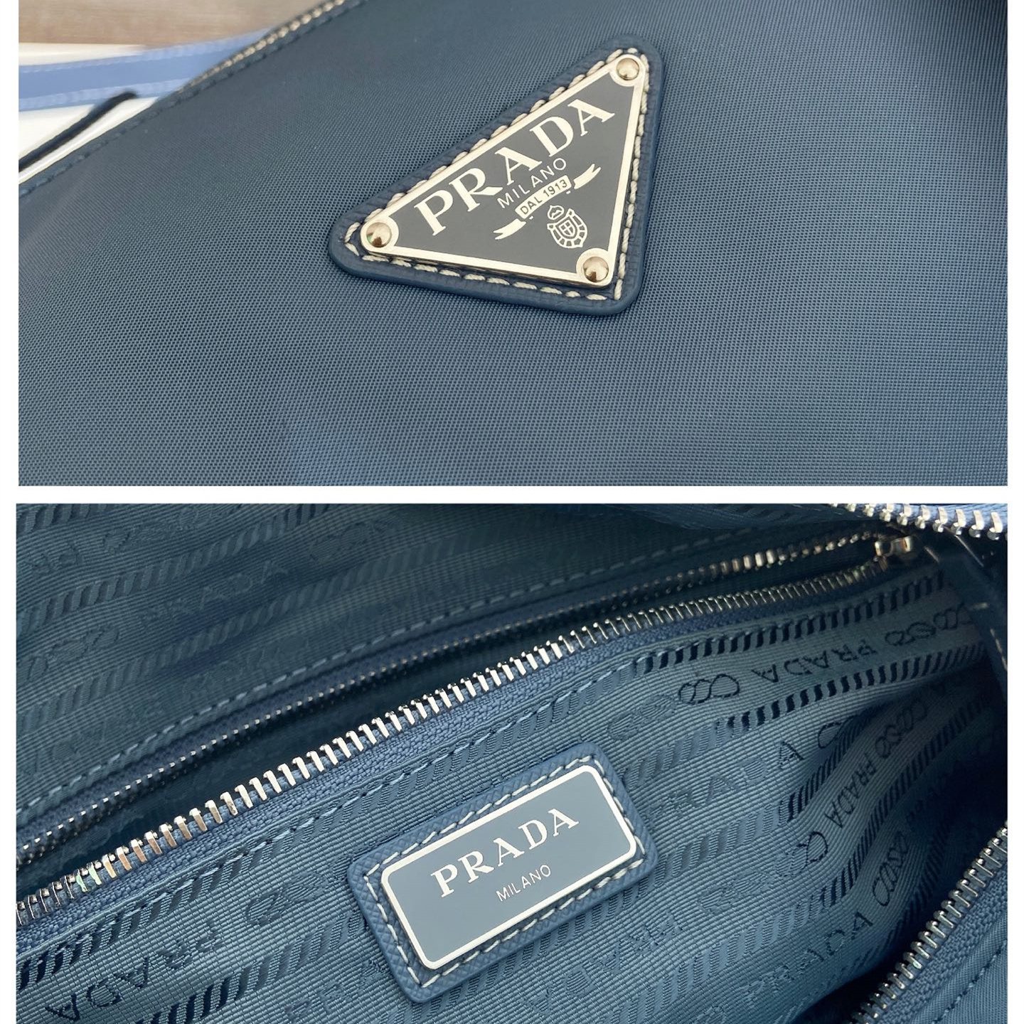 高仿Prada*Re-Nylon系列1BB154尼龍旅行袋航空藍大號純原版本