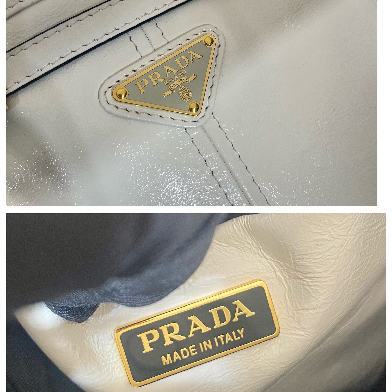 高仿Prada*Bonnie系列1BH229牛皮單肩包白色mini純原版本