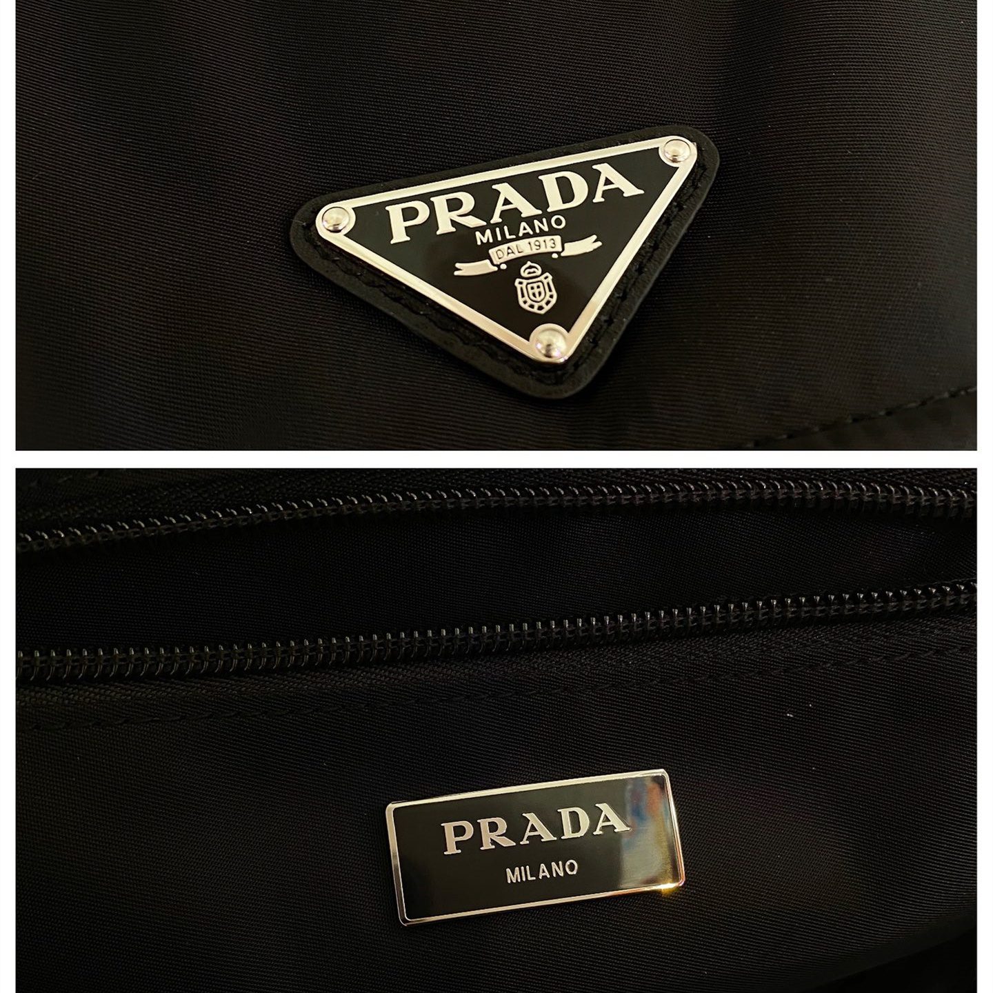 高仿Prada*Re-Nylon系列1BD255尼龍男士郵差包黑色中號純原版本