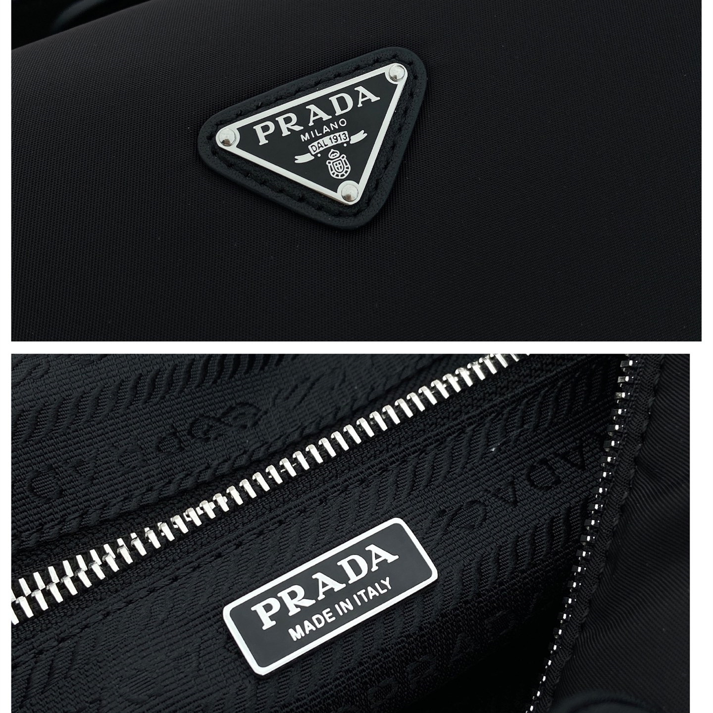 高仿Prada*Re-Nylon系列1BC302飯盒包酒黑色銀扣mini純原版本