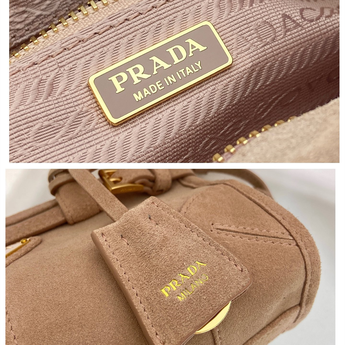 高仿Prada*Bonnie系列1BA486牛皮手提袋睡蓮色mini純原版本