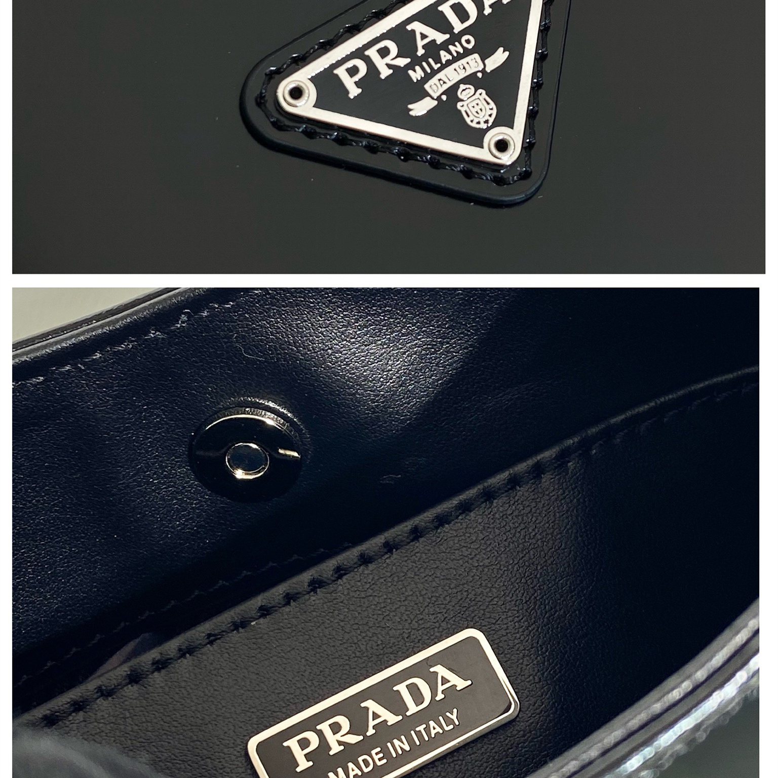 高仿Prada*Cleo系列1BD311亮面牛皮Hobo手提包黑色純原版本