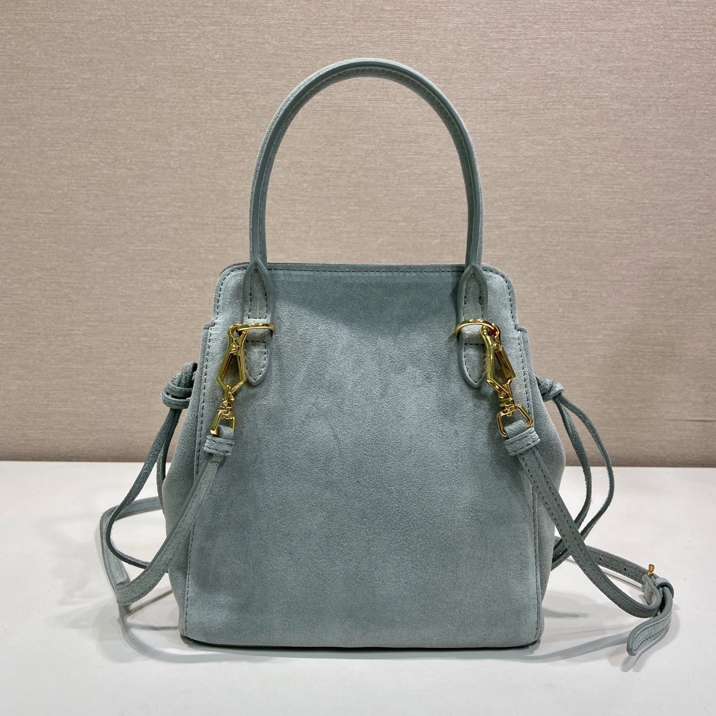 高仿Prada*Carry系列1BA496牛皮手提包霧霾藍mini純原版本