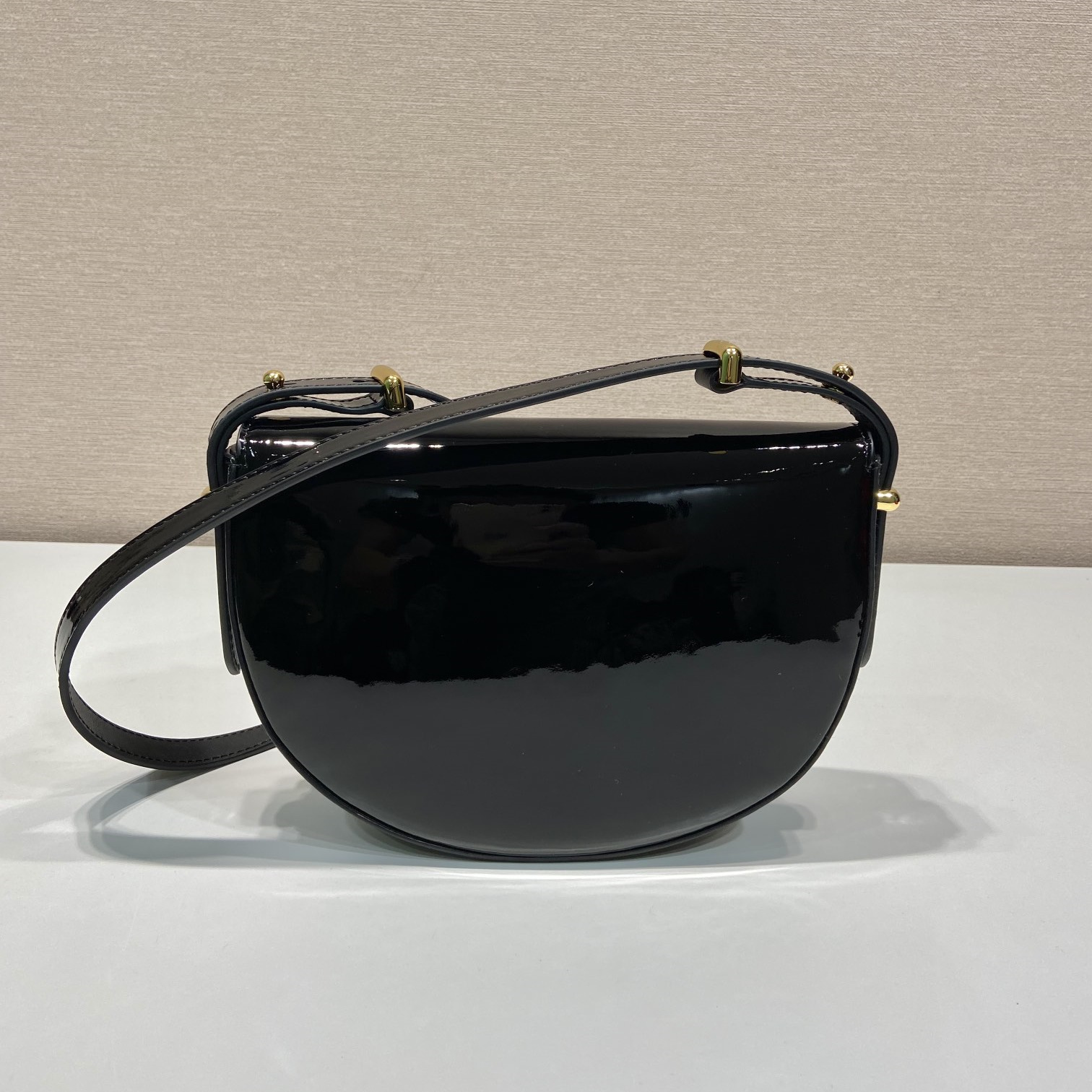 高仿Prada*1BD349漆皮單肩包黑色mini純原版本