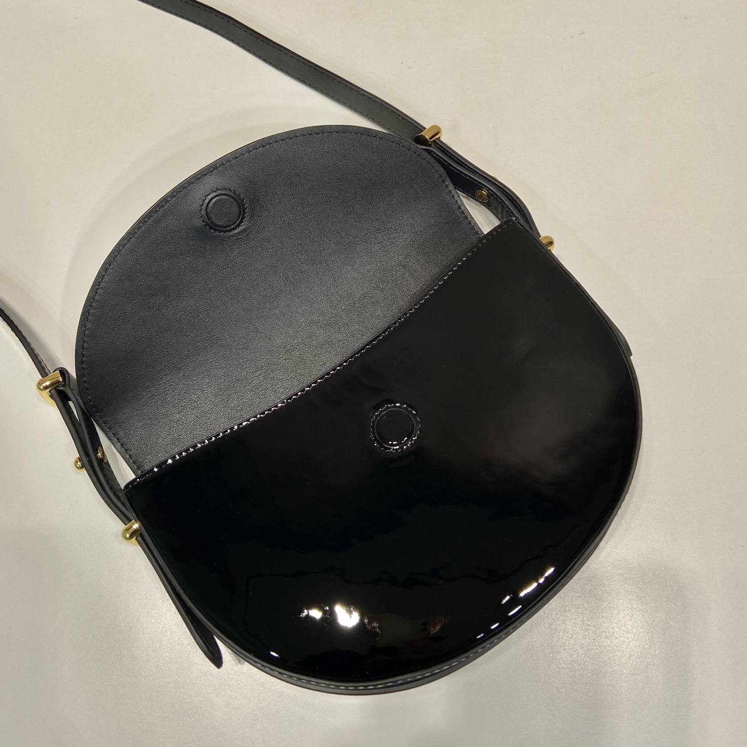 高仿Prada*1BD349漆皮單肩包黑色mini純原版本