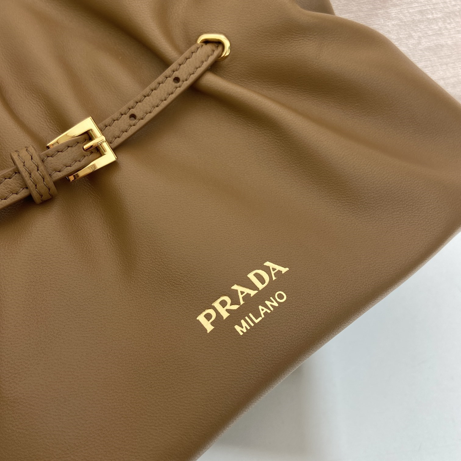 高仿Prada*Dada系列1BG586羊皮單肩包焦糖色小號純原版本