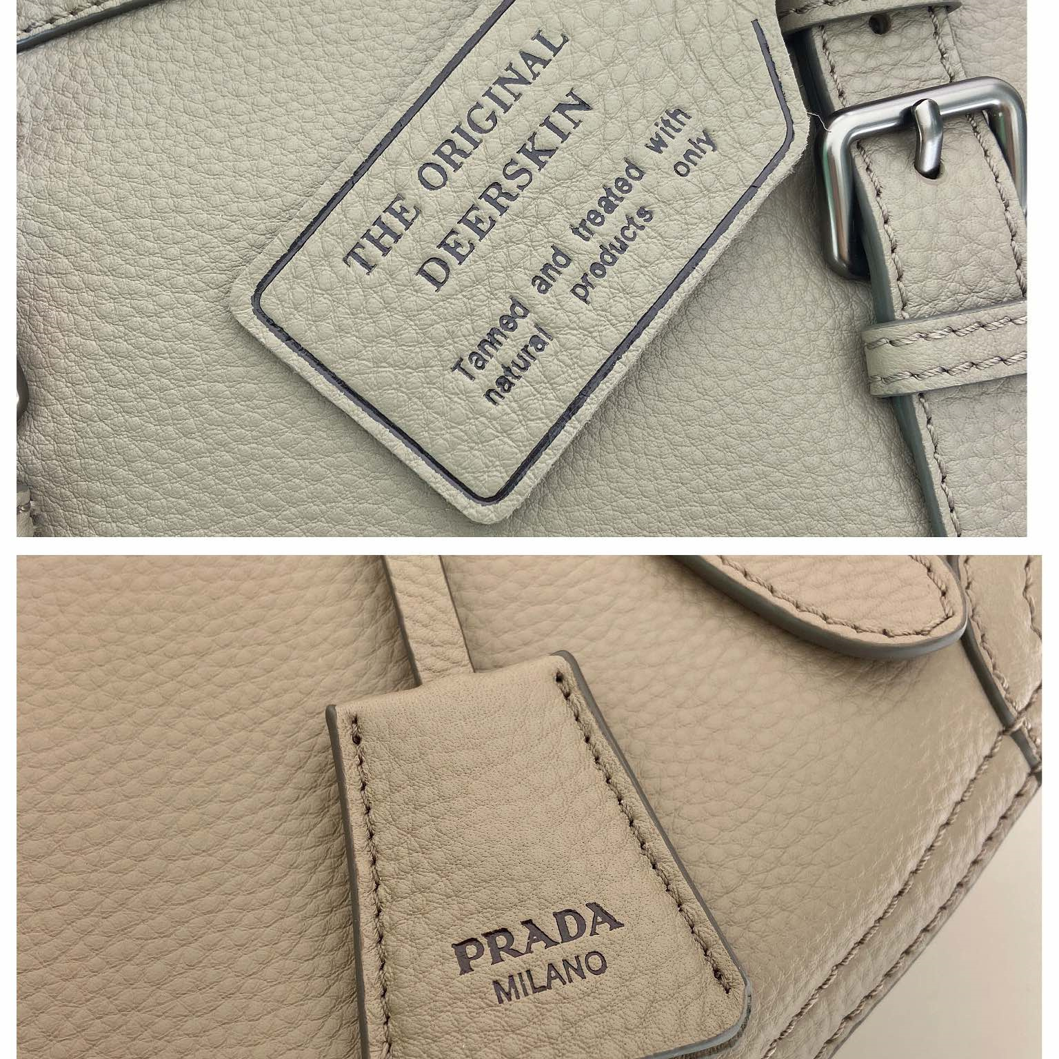 高仿Prada*Borsa系列1BG604鹿皮單肩手提包灰色大號純原版本