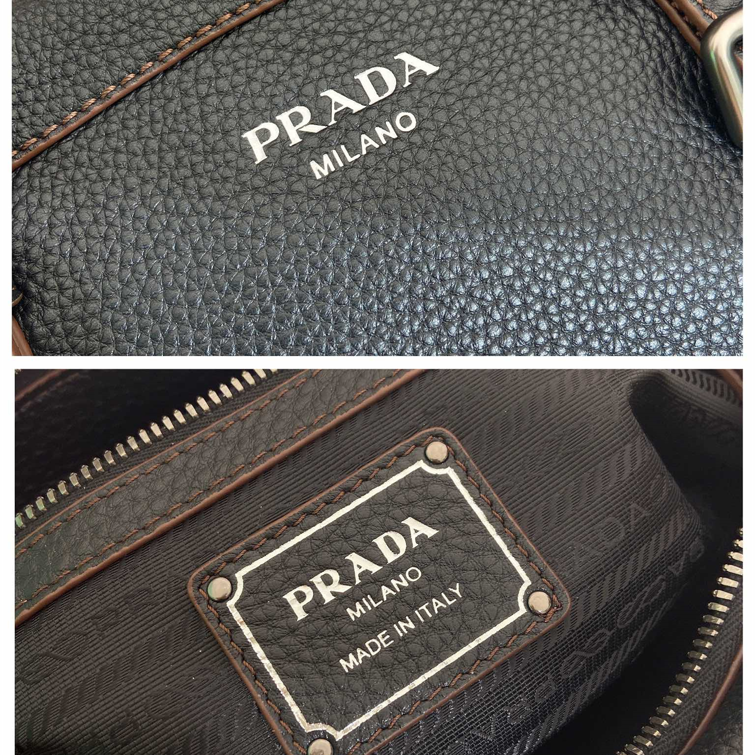 高仿Prada*Borsa系列1BG604鹿皮單肩手提包黑色大號純原版本