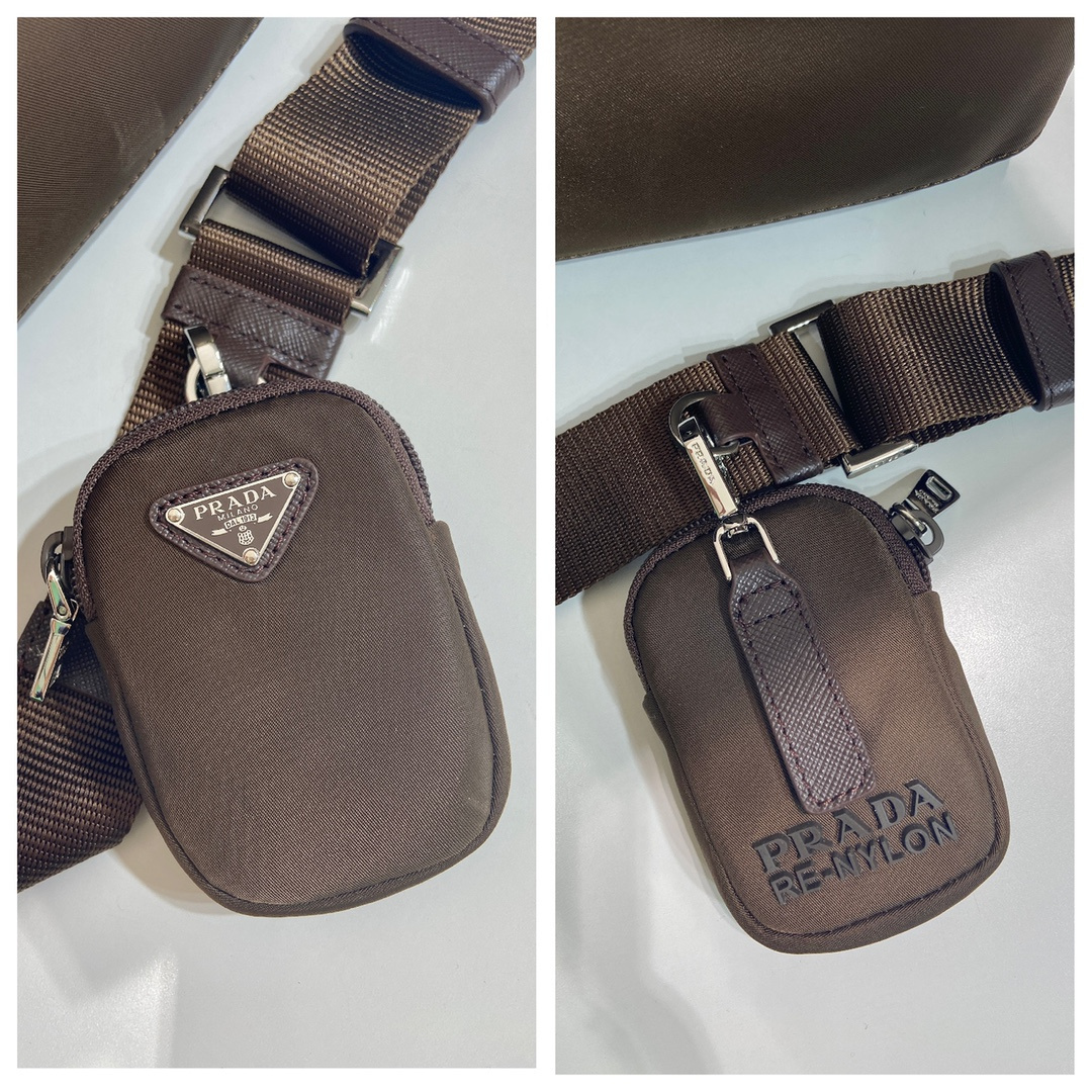 高仿Prada*Re-Nylon系列1BD953尼龍郵差包深褐色純原版本